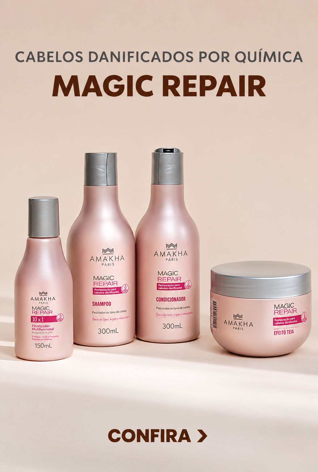 Cabelos danificados por química — Linha Magic Repair